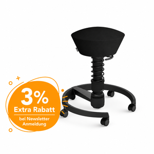 Aeris Swopper mit Rollen (Schwarz) – Ergonomischer Sitzhocker für aktives Sitzen